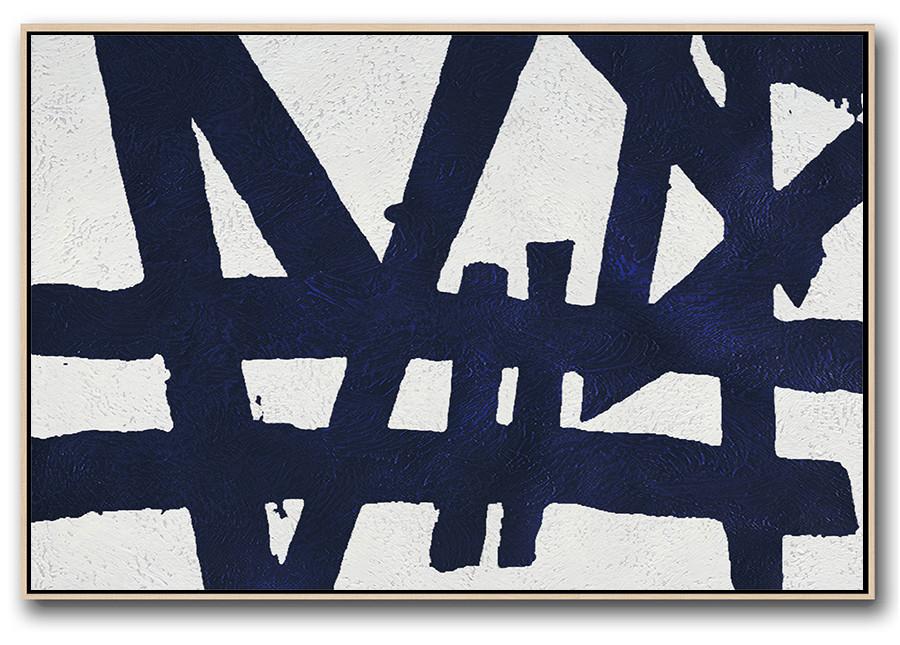 Horizontal Navy Blue Minimal Art #NV181C